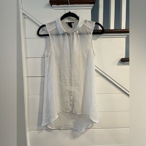 White Sheer Button-Down Top. (M)